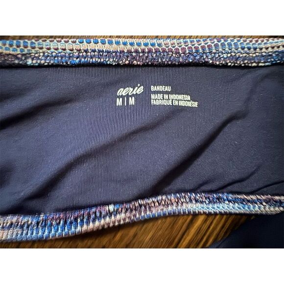 Aerie Women's M Bandeau Bikini Top Space Dye Blue‎ Pink - Picture 2 of 3